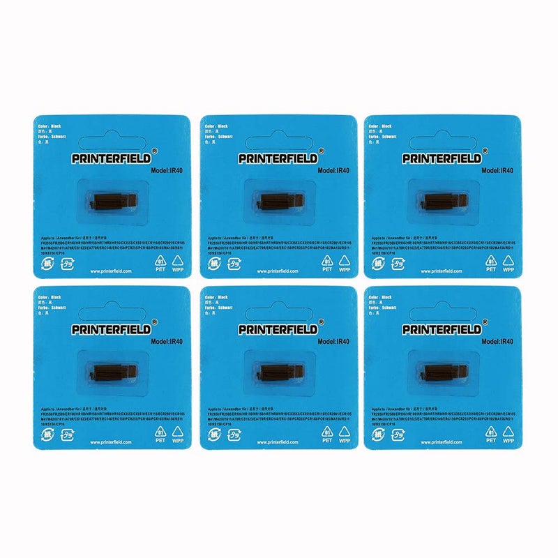 Printerfield IR-40 Ink Roller (6 Pack) Compatible Calculator Printer Ribbon for Casio, Sharp, Epson, Aurora, Monroe, and More â€“ Black Ink Replacement - Image 4